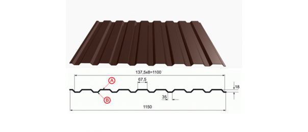 Профнастил коричневый оцинкованный  RAL 8017 С-20 купить недорого в Большом Алексеевском