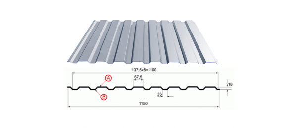 Профнастил оцинкованный С-20 1100x3000 купить недорого в Большом Алексеевском